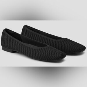 VIVAIA Square Toe V Cut Flats (Margot 2.0), black, size 44